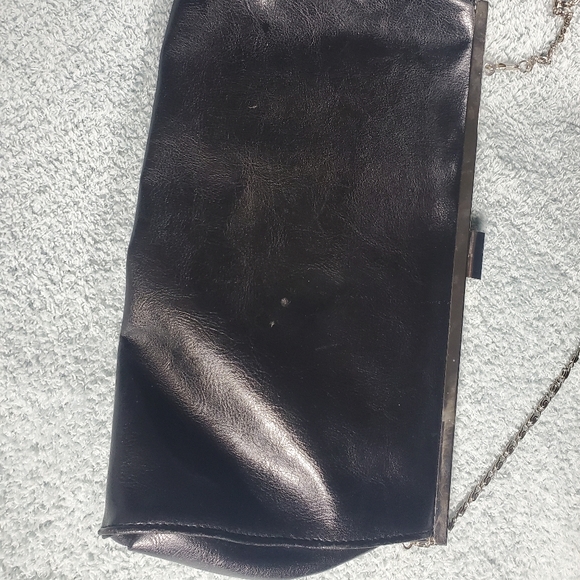 Vintage Black Pleather Evening Purse Shoulder Bag - Picture 3 of 6